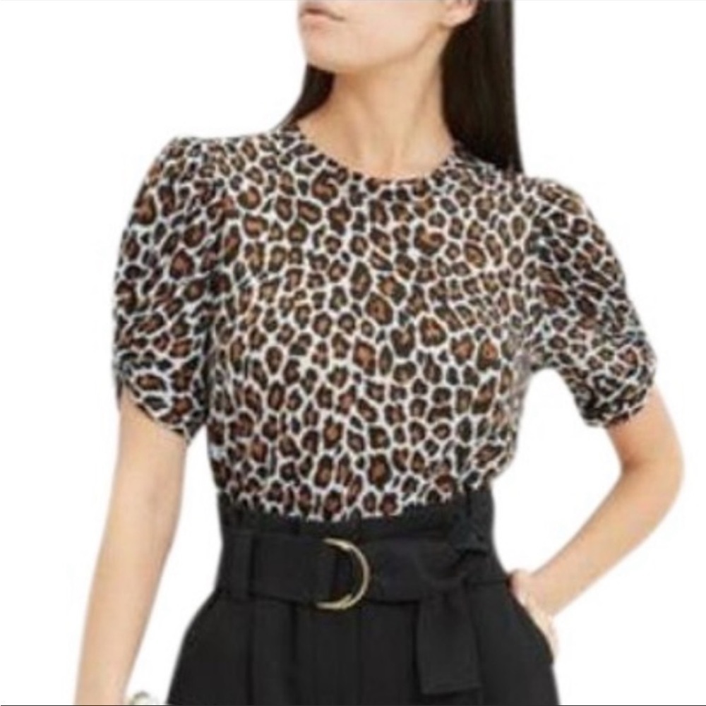 A.L.C. Kati Leopard Animal Print Puff Short Sleeve Top Size XS